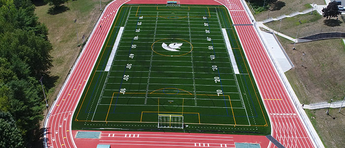 Aerial view of football field